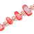 Long Peony Pink Shell/ Transparent Glass Crystal Bead Necklace - 120cm L - view 3