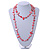 Long Peony Pink Shell/ Transparent Glass Crystal Bead Necklace - 120cm L - view 2