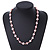 Pastel Pink Coin Shell and Crystal Glass Bead Necklace with Silver Tone Closure - 56cm L/ 5cm Ext - view 3
