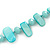 Long Mint Blue Shell Nuggets/ Glass Crystal Bead Necklace - 120cm L - view 2