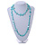 Long Mint Blue Shell Nuggets/ Glass Crystal Bead Necklace - 120cm L - view 3