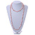 Long Pastel Pink Semiprecious Stone Nugget, Agate and Glass Crystal Bead Necklace - 120cm L - view 4