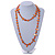 Long Orange Shell/ Transparent Glass Crystal Bead Necklace - 120cm L - view 2