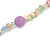 Long Pastel Multicoloured Semiprecious Stone Nugget, Agate and Glass Crystal Bead Necklace - 120cm L - view 5