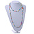 Long Pastel Multicoloured Semiprecious Stone Nugget, Agate and Glass Crystal Bead Necklace - 120cm L - view 4