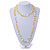 Long Daffodil Yellow Shell/ Transparent Glass Crystal Bead Necklace - 120cm L - view 6