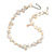 Delicate Off White Sea Shell Nuggets and Transparent Glass Bead Necklace - 48cm L/ 7cm Ext
