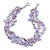 3 Row Pastel Purple Shell And Transparent Glass Bead Necklace - 43cm L