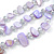 3 Row Pastel Purple Shell And Transparent Glass Bead Necklace - 43cm L - view 4