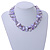 3 Row Pastel Purple Shell And Transparent Glass Bead Necklace - 43cm L - view 3