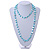 Long Arctic Blue Shell/ Light Blue Glass Crystal Bead Necklace - 120cm L - view 3