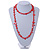 Stunning Long Red Shell Nuggets and Glass Crystal Bead Necklace - 120cm L - view 2