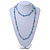 Long Pastel Blue Semiprecious Stone, Agate and Glass Bead Necklace - 120cm L - view 8