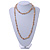 Long Pastel Caramel Semiprecious Stone, Agate and Glass Bead Necklace - 120cm L - view 3