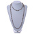 Long Light Grey Semiprecious Stone, Agate and Glass Bead Necklace - 120cm L - view 3