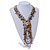 Bronze/ Antique White/ Transparent Silver Glass Bead Tassel Necklace with Button and Loop Closure - 46cm L (Necklace)/ 20cm L (Front Drop - view 2
