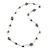 Grey Shell and Glass Bead with Wire Detailing Necklace In Silver Tone Metal - 70cm L