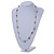 White Shell and Glass Bead with Wire Detailing Necklace In Silver Tone Metal - 70cm L - view 2