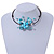 Light Blue Sea Shell Butterfly Pendant with Flex Wire Choker Necklace - Adjustable - view 5