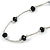 Jet Black Glass Bead Necklace In Silver Tone Metal - 66cm L - view 4