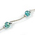 Green Glass Bead Necklace In Silver Tone Metal - 66cm L - view 3