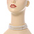 4 Row Light Cream Faux Glass Pearl Rigid Choker Necklace with Silver Tone Closure - 38cm L/ 5cm Ext - view 2
