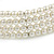 4 Row Light Cream Faux Glass Pearl Rigid Choker Necklace with Silver Tone Closure - 38cm L/ 5cm Ext - view 4