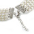 4 Row Light Cream Faux Glass Pearl Rigid Choker Necklace with Silver Tone Closure - 38cm L/ 5cm Ext - view 3