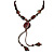 Long Brown Ceramic Bead Tassel Necklace with Silk Cotton Cord - 80cm L/ 10cm Tassel - view 3