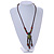 Vintage Inspired Olive Green/ Red Ceramic Bead Tassel Brown Silk Cord Necklace - 58cm Long - view 2