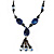 Long Blue, Black Ceramic Bead Tassel Black Silk Cord Necklace - 66cm to 80cm Long (Adjustable) - view 2