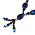 Long Blue, Black Ceramic Bead Tassel Black Silk Cord Necklace - 66cm to 80cm Long (Adjustable) - view 4