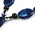Long Blue, Black Ceramic Bead Tassel Black Silk Cord Necklace - 66cm to 80cm Long (Adjustable) - view 5
