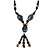 Long Blue, Black, Natural Brown Ceramic Bead Tassel Black Silk Cord Necklace - 66cm to 80cm Long (Adjustable) - view 2