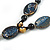 Long Blue, Black, Natural Brown Ceramic Bead Tassel Black Silk Cord Necklace - 66cm to 80cm Long (Adjustable) - view 6