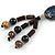 Long Blue, Black, Natural Brown Ceramic Bead Tassel Black Silk Cord Necklace - 66cm to 80cm Long (Adjustable) - view 7