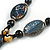 Long Blue, Black, Natural Brown Ceramic Bead Tassel Black Silk Cord Necklace - 66cm to 80cm Long (Adjustable) - view 4