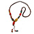 Long Dusty Yellow/ Blue/ Red/ Brown Ceramic Bead Tassel Cord Necklace - 60cm to 80cm Long (Adjustable)