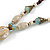 Long Beige/ Light Blue Ceramic Bead Tassel Necklace with Brown Cotton Cord - 80cm L/ 10cm Tassel - view 4