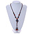 Long Multicoloured Ceramic Bead Tassel Necklace with Silk Cotton Cord - 80cm L/ 10cm Tassel - view 2