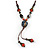 Long Multicoloured Ceramic Bead Tassel Necklace with Silk Cotton Cord - 80cm L/ 10cm Tassel - view 3