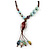 Handmade Light Blue, Brown Ceramic Bead Tassel Brown Silk Cord Necklace - 46cm to 66cm Long (Adjustable) - view 3
