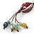 Handmade Light Blue, Brown Ceramic Bead Tassel Brown Silk Cord Necklace - 46cm to 66cm Long (Adjustable) - view 5
