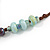 Handmade Light Blue, Brown Ceramic Bead Tassel Brown Silk Cord Necklace - 46cm to 66cm Long (Adjustable) - view 6