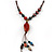 Long Multicoloured Ceramic Bead Tassel Cord Necklace - 58cm to 80cm Long (Adjustable) - view 3