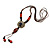Orange/ Brown Ceramic Bead Tassel Necklace with Brown Cotton Cords - 60cm L - 80cm L (adjustable)/ 13cm Tassel - view 3