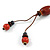 Orange/ Brown Ceramic Bead Tassel Necklace with Brown Cotton Cords - 60cm L - 80cm L (adjustable)/ 13cm Tassel - view 5