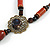 Orange/ Brown Ceramic Bead Tassel Necklace with Brown Cotton Cords - 60cm L - 80cm L (adjustable)/ 13cm Tassel - view 6