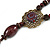 Brown Red Ceramic Bead Tassel Necklace with Brown Cotton Cords - 60cm L - 80cm L (adjustable)/ 13cm Tassel - view 4