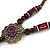 Brown Red Ceramic Bead Tassel Necklace with Brown Cotton Cords - 60cm L - 80cm L (adjustable)/ 13cm Tassel - view 5